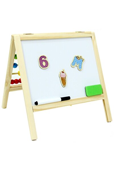 niloyuncak Ahşap Manyetik Abaküslü Çift Taraflı Mini Yazı Tahtası