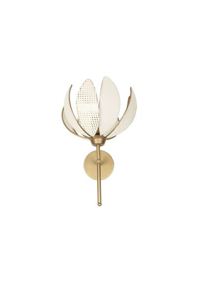 avizade Lotus Model Dekoratif Pilli Duvar Apliği -Eskitme Çerçeveli Kumaş Kaplama- Modern Aydınlatma