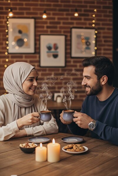 GÜLZE 2 Persons (4 Pieces) Nova Double Coffee Cup (9 Different Colors, 100% Handmade, Special Design)