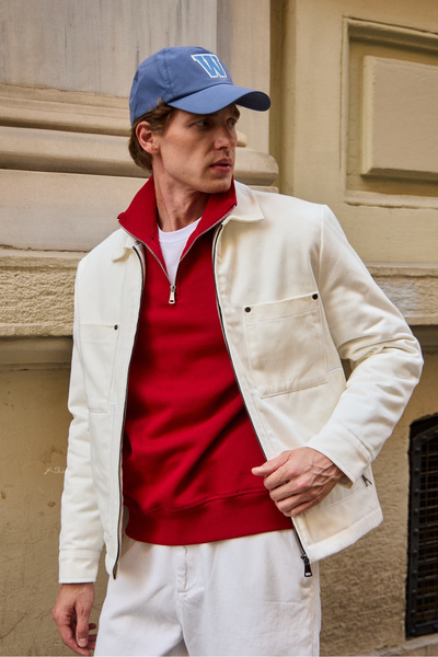 Danger Men's Cotton Jacket Coat Ecru