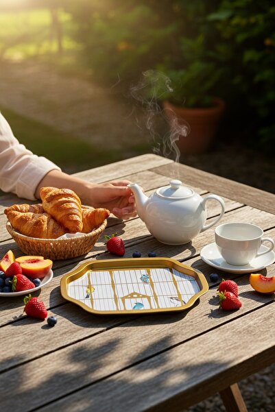 EVLE Ee166-t7 Bird Cage Desenli Özel Şekil Tepsi 28x33 Cm