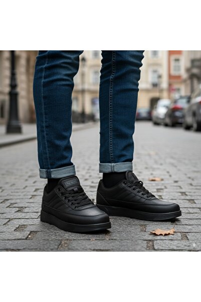 Giyyin Αθλητικά παπούτσια Sneaker Μαύρα Καθημερινά Άνετα Ποιοτικά Ορθοπεδικά Κορδόνια Κατάλληλα για το Χειμώνα Floti