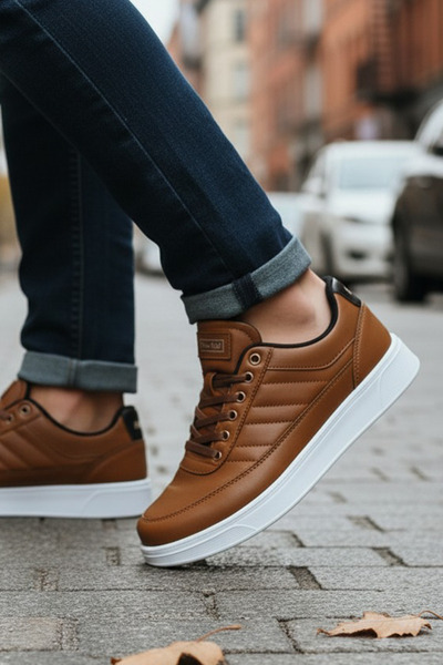 Giyyin Sneaker Sports Shoes Tan Casual Comfortable Quality Lace-Up Orthopedic Suitable for Winter Floti