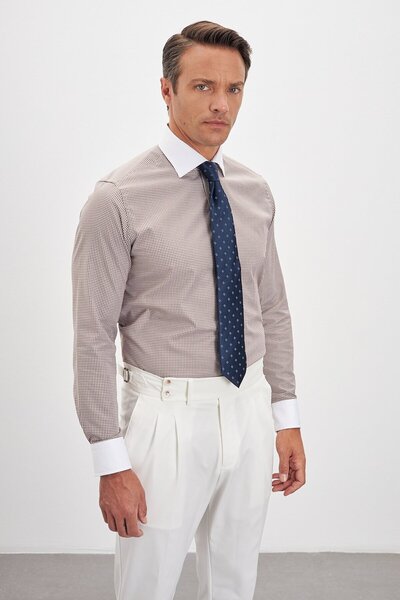 Paşahan White Italian Collar 100% Cotton Comfort Fit Men's Shirt