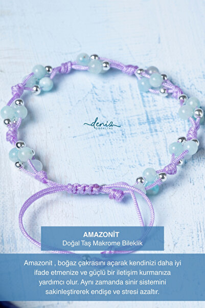 Deniz Doğal Taş سوار مكرامية من حجر الأمازون الطبيعي المعتمد