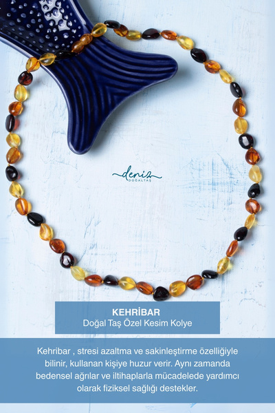 Deniz Doğal Taş Certified Amber Natural Stone Necklace