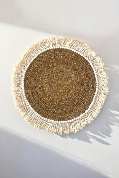 Stil Nord Bohem Hasır Yuvarlak Duvar Dekoru Makrome Duvar Süsü | Hasır Supla