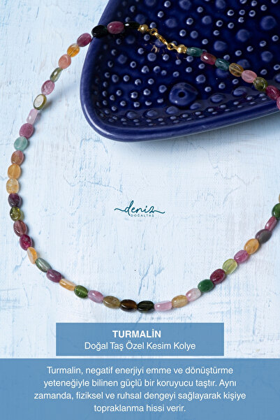 Deniz Doğal Taş قلادة من حجر التورمالين الطبيعي بقطع خاص ومعتمدة