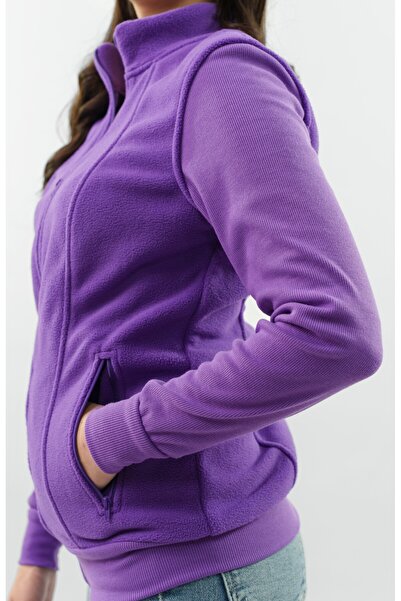 Masstex Hanorac Calipso mov pentru femei – 100% micropolar călduros, design elegant fără glugă