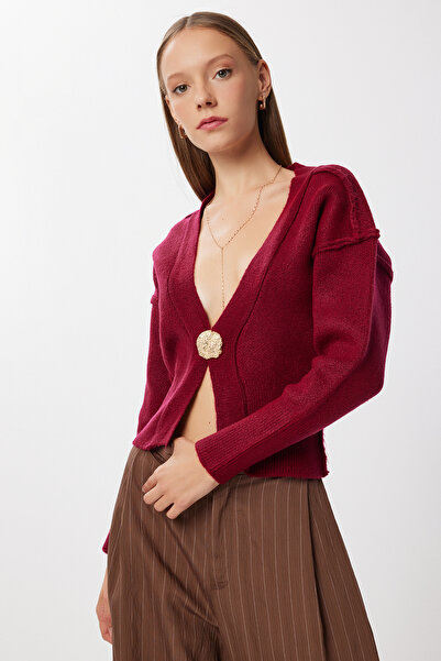 Lovelyİstanbul Stylish Buttoned Knitwear Cardigan Lmt0030 Bordo