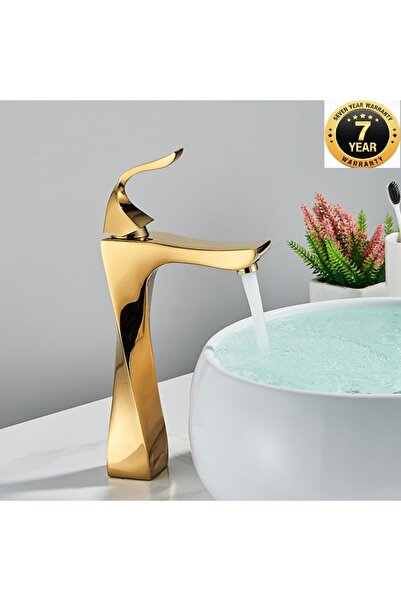OEM Banyo Çanak Lavabo Bataryası Altın Dore Gold Renk Yeni Kıvrımlı Model 7 Y...