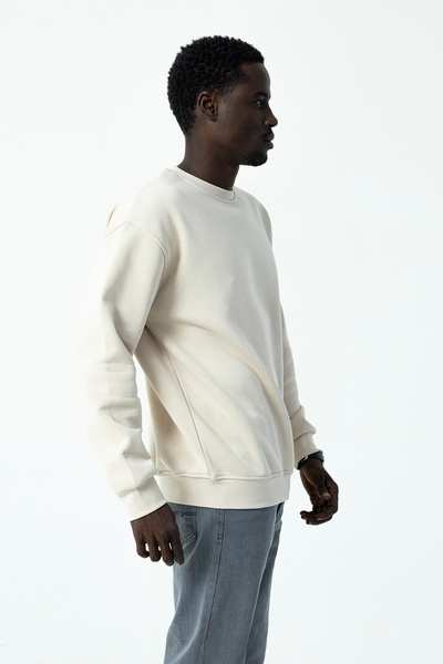 JB John Borners Ανδρικό φούτερ με λαιμόκοψη JB με κέντημα 3 κλωστών άμμο γκρι - 5405