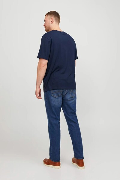Jack & Jones Ανδρικό μπλουζάκι με λογότυπο Navy Jjecorp Ss με λαιμόκοψη Noos Pls Plus Size T-shirt 12158505-Navyblaze