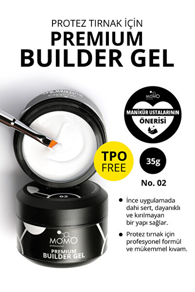 MOMO professional Premium Builder Gel, Protez Tırnak Jeli No.02, Beyaz, 35 gr...