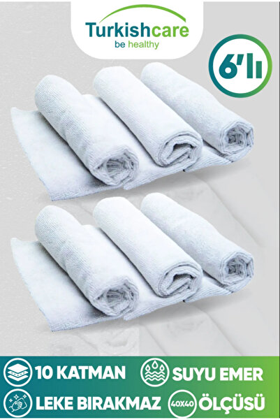 Turkishcare 6-Piece Imported Microfiber Magic Cloth Set Glass Kitchen and Auto Cleaning Cloth