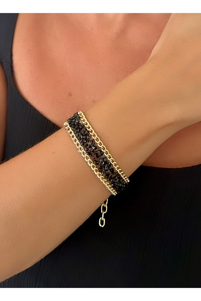 Kutcha Accessories Doğal Taş Detaylı Çok Katmanlı Bileklik - Şık ve Bohem Tarz