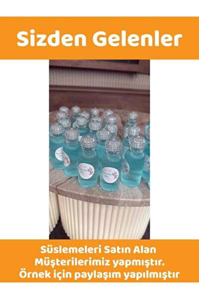 Sizeuyduk 25 Adet 50 ML DnzTac Dezenfektan Kolonya Parfüm Hediyelik Nikah Düğün İçin Boş Plastik Şişe