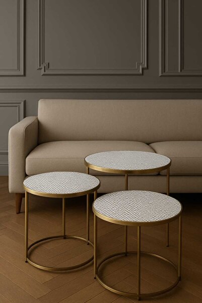 Rona Home Dowry 3-Piece Coffee Table Cover Set Easy to Clean Pvc Stylish and Elegant Living Room Decoration Product