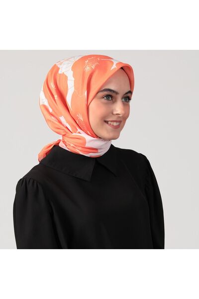 ipekistanbul Eșarfă Bumbac Mătase - Model Magnolia - Portocaliu Ecru