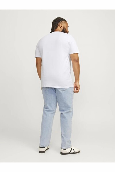 Jack & Jones Plus Ανδρικό μπλουζάκι με λογότυπο Jjecorp Play Ss O-n Noos Pls Plus Size T-shirt 12243630-Λευκό