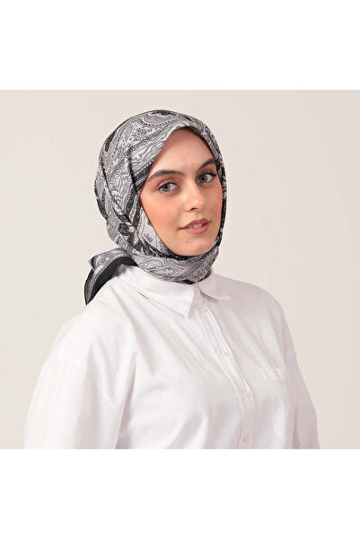 ipekistanbul Eșarfă din mătase de bumbac - Model indian - Piatră neagră