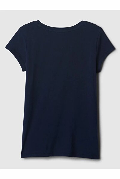 GAP Girl's Navy Blue V-Hs Ss Value Logo Tee T-Shirt 460525011-Navy Blue