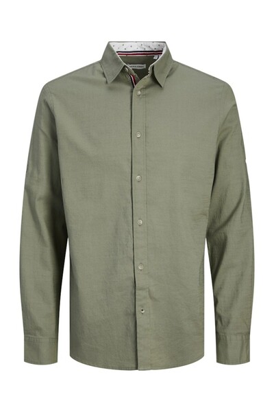 Jack & Jones Men's Green Jjpierre Slub Detailed Slub 12270088 -Agavegree