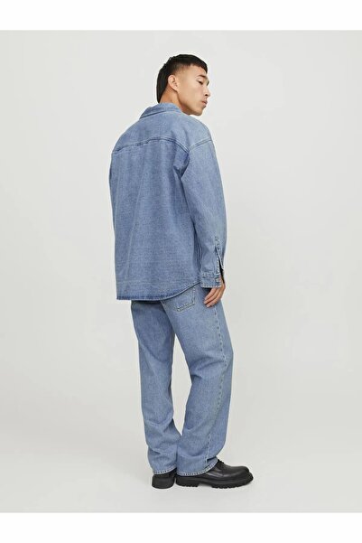 Jack & Jones Erkek Mavi Jorsantorini Denim Overshirt Ls Sn Jean Ceket 12250602-Lightblue