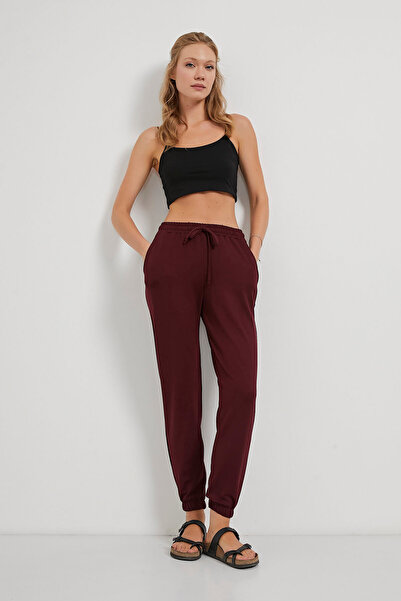 Arma Life Γυναικείο ελαστικό στη μέση βασικό μπορντό φούτερ Jogger
