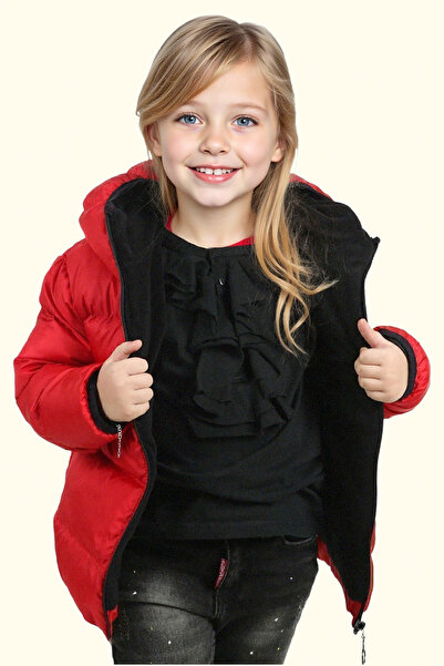 freemen Lány piros polár belső kapucnis vízálló szélálló felfújható télikabát és kabát