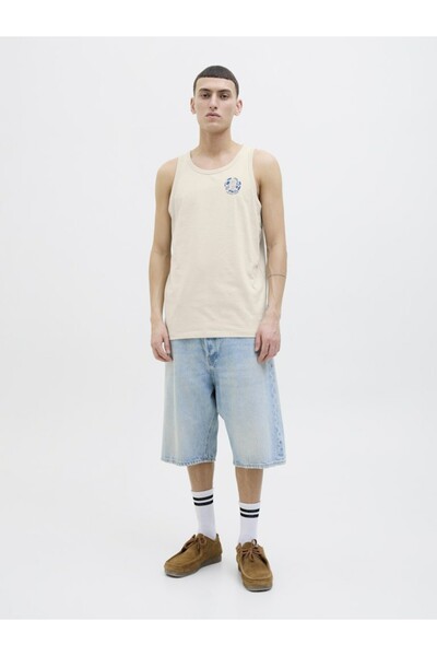 Jack & Jones Men's Beige Jjone Color Summer Tanktop Sl Singlet 12269423-Moonbeam