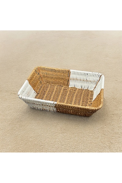 YzHome ORTA BOY DİKDÖRTGEN Hasır Servis Sunumluk Sepet Organizer Düzenleyici Ekmeklik 27*20cm