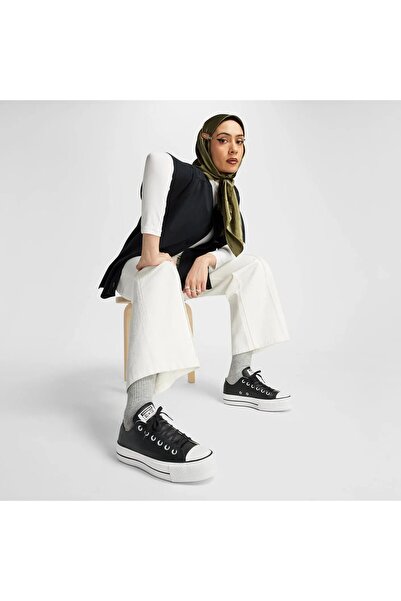 Converse Women's Black Chuck Taylor All Star Leather Platform Sports & Casual...