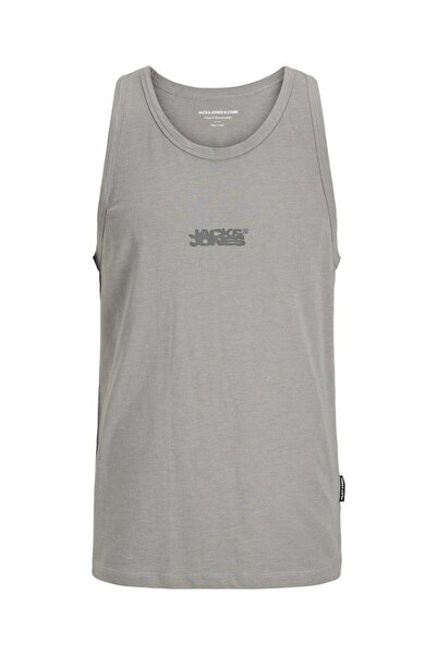 Jack & Jones Men's Gray Jcosago Small Logo Slub Tank Top Undershirt 12276727-Grayflann