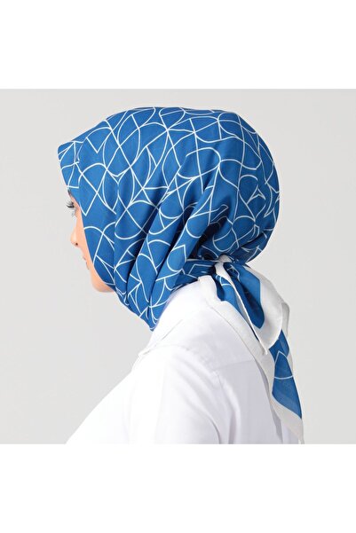 ipekistanbul Eșarfă din mătase din bumbac - model geometric - ocean