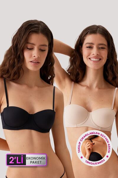 Pierre Cardin Black-Ten 6802 Versay Strapless T-shirt και Micro Bra Set - Οικονομική συσκευασία με 2 λουράκια δώρο