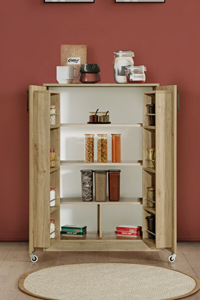 Setay Kiler, Blesk 2 Kapaklı Küçük Erzak Kiler Mutfak Dolabı Ceviz