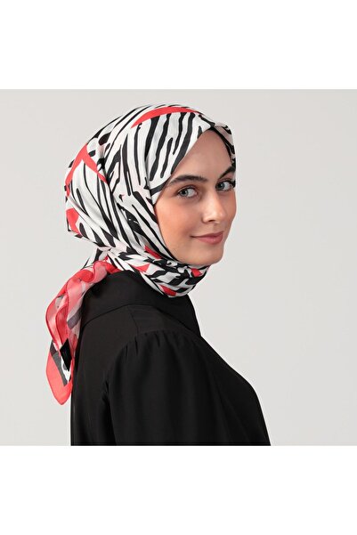 ipekistanbul Памучен копринен шал - Зебров мотив - Червен