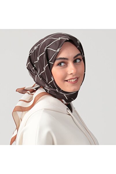 ipekistanbul Pamuk Ipek Eşarp - Dalga Desen - Acı Kahve