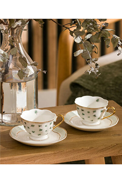 LC Waikiki Lcw Homegreen Printed Porcelain Coffee Cup Set for 2 People