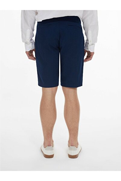 Ltb Keten Görünümlü Regular Midi Lacivert Şort