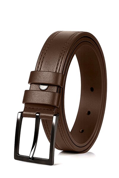 Bosskan حزام من الجلد الطبيعي مع نمط خياطة الحافة