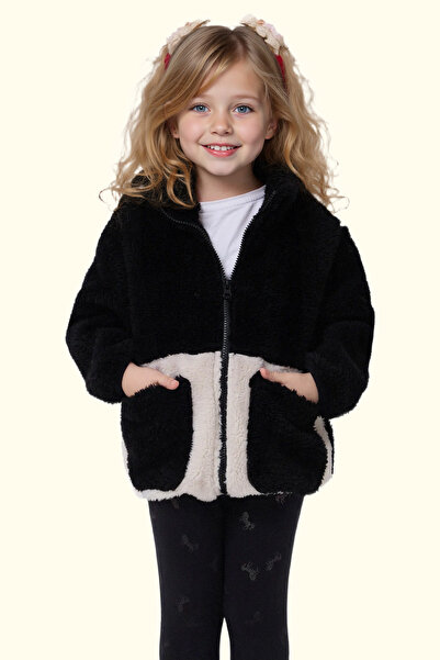 freemen Palton de iarnă Welsoft cu fermoar, negru, ecru, pentru fete