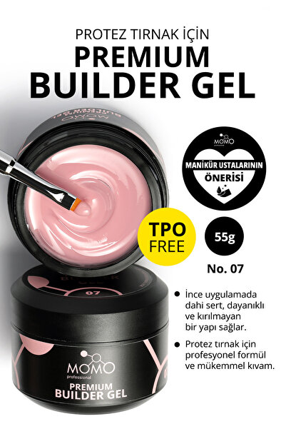 MOMO professional Premium Builder Gel, Protez Tırnak Jeli No.07, Natural, 55 ...