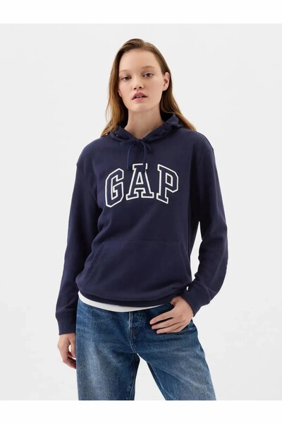 GAP Logo Havlu Kumaş Kadın Sweatshirt Lacivert