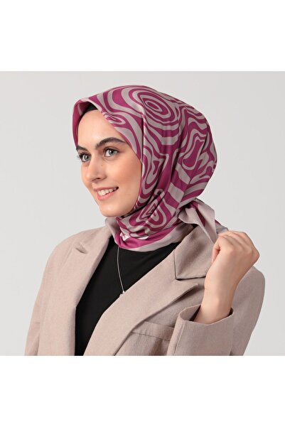 ipekistanbul وشاح حريري قطني - نمط حلزوني - برقوق