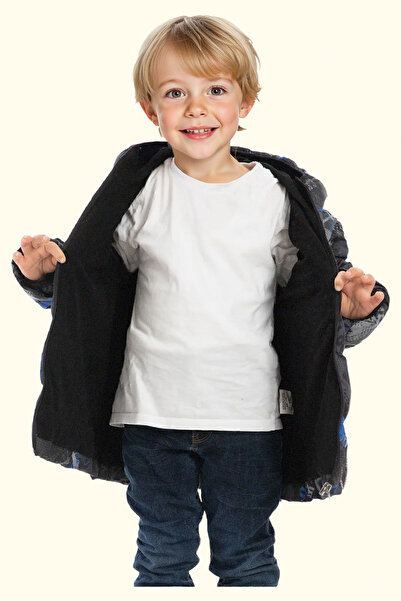 freemen Флісове водо- та вітронепроникне надувне зимове пальто з капюшоном з цифровим візерунком для хлопчиків Saks Антрацит