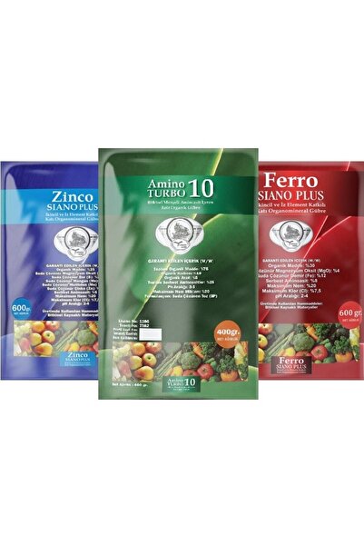TURKOZAGRO Amino Turbo10 + Zinco Siano Plus+ferro Siano Plus Üçlü Set(kombi)