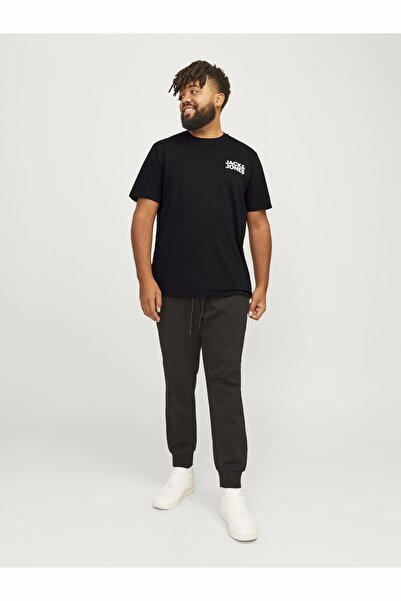 Jack & Jones Men's Black Jjecorp Logo Tee Ss O-Neck Noos Pls Plus Size T-Shirt 12158505-Black
