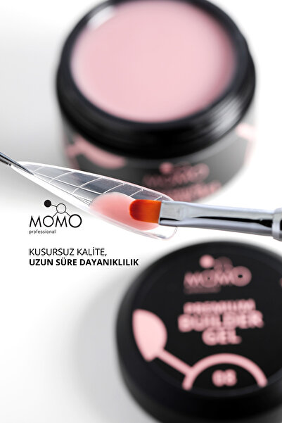 MOMO professional Premium Builder Gel, Protez Tırnak Jeli No.08, Gül Kurusu, 10 gr, TPO- FREE